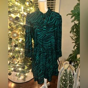 NWT Jude Conally Hensley Zebra Jade Navy Green Dress Sz XL